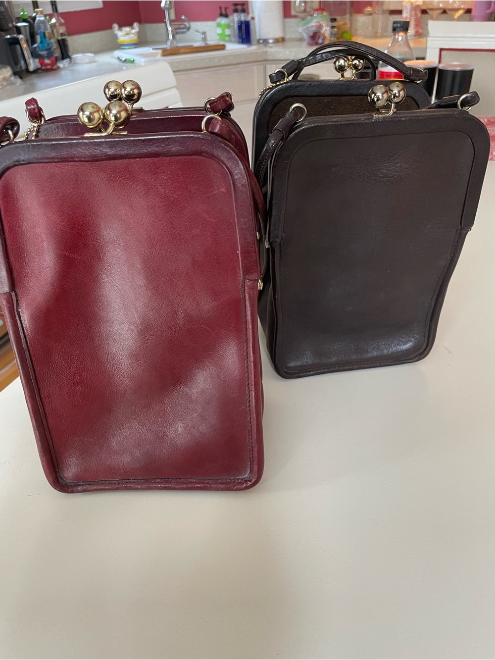 Coach Bonnie Cashin kiss lock oxblood handbag